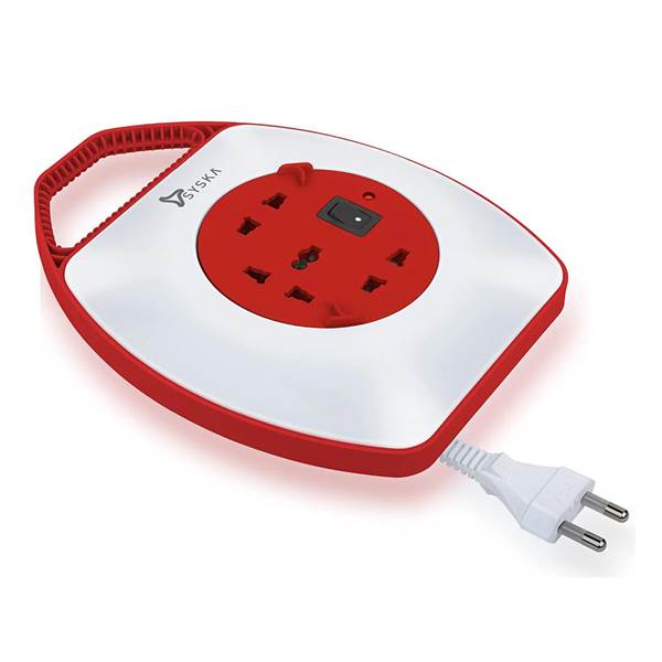 SYSKA SSK-PW-0302A-WR Power Wheel with Surge Protection (White-Red)
